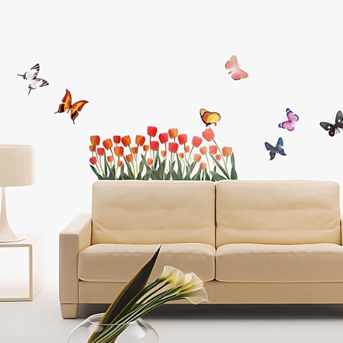 Tulip & Butterfly – Medium Wall Art Stickers
