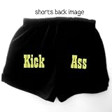 Flirty Diva Tees Woman's Fitness Workout Shorts-Kick Ass-Black