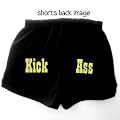 Flirty Diva Tees Woman's Fitness Workout Shorts-Kick Ass-Black