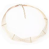 14K Beaded 6-Strand Spun Wire Choker Necklace