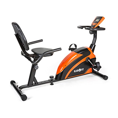 Klarfit Relaxbike 5G Recumbent Exercise Bike (10kg Max Load, Training Computer & 8 Levels of Resistance) Black/Orange