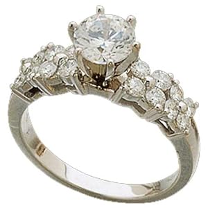 14K White Gold Gorgeous Diamond Engagement Ring (Center stone is not included)