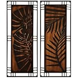 IMAGE OF Bold Leaf Wood and Metal Wall Art Panels