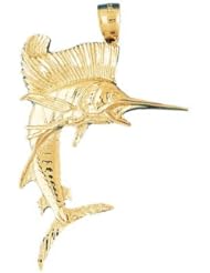 Dazzlers Solid 14k Gold Marlin Sailfish Charm Pendant Available in three colors from jewelsberry (weights: 1.4 grams only)