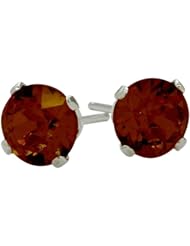 0.65Ct. Genuine 4mm Round Garnet 14 Karat White Gold Stud Earrings for Girls