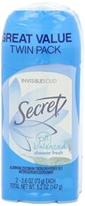 Secret Deodorant Shower Fresh Solid 2.6oz Great Valu Twin Pk