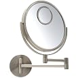 Jerdon JP7510N 8-Inch Wall Mount Mirror with Spot Mirror, 10X Magnification, Nickel Finish