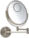 Jerdon JP7510N First Class Elite 10X Wall Mount Mirror, 8", 15X Spot, Nickel