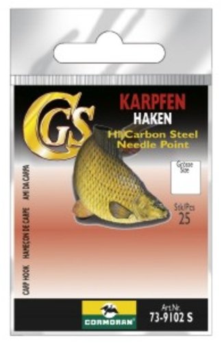 CGS Karpfen-Einzelhaken schwarz, 25 Stck., Gr. 8