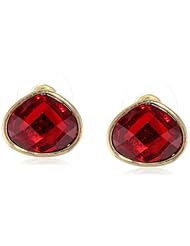 Napier "Galatic Night" Gold-Tone and Red Pierced Button Earrings