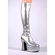 5 Inch Trendy Gothic Knee High Boot Platform Knee Boots Silver Stretch