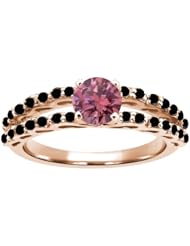 1.13 Ct Round Pink and Black Diamond 14K Rose Gold Ring