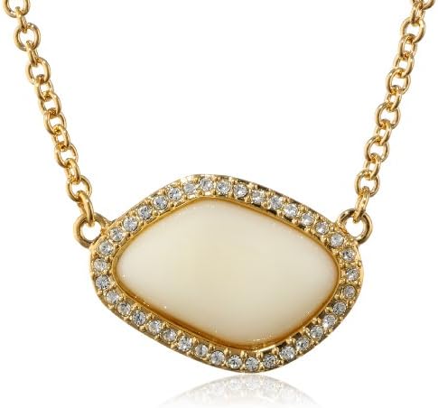 T Tahari Resin and Crystal Ivory Pendant Necklace, 18"