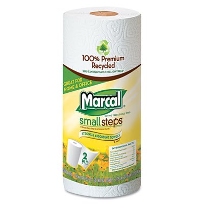 Marcal 100% Premium Recycled Roll Towels, 9 x 11 Inches, 60 Sheets/Roll, 15/Carton (6709)