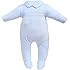 Cream Bebe Newborn Baby Smocked Footed Romper, One-piece Footie (3-6 Months, Blue)