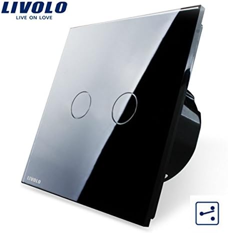 Livolo Black Glass Touch Panel EU Standard Intermediate Switch VL-C702S-12