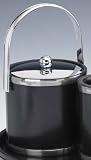 Review Kraftware  / Kraftware 50254 Sophisticates Black with Brushed Pewter 3 Quart Ice Bucket with Track Handle, Bands and Metal Cover