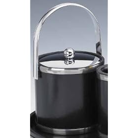 Kraftware 50254 Sophisticates Black with Brushed Pewter 3 Quart Ice Bucket with Track... by Kraftware