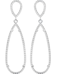 Sterling Silver Halo-Styled Pear Shape Dangle Earrings
