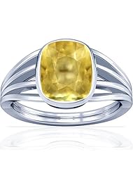 18K White Gold Cushion Cut Yellow Sapphire Solitaire Ring