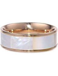 Ladys Stainless Steel with Mother-Of-Pearl Accents 18kt Rose Gold Plated Ring , Size 8