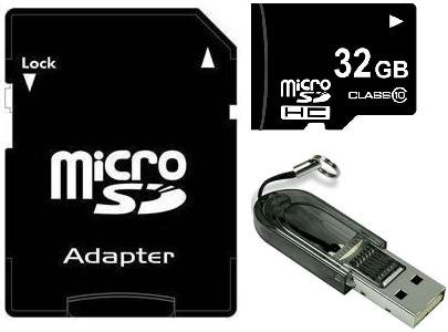32GB Class 10 MicroSDHC Memory Card 32 GB High Speed Micro SDHC with SDHC adapter & MicroSd HC Card Reader