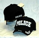 POLICE Premium Black Baseball Hat with Bold White Lettering and adjustable Velcro Closure