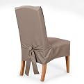 SureFit Cotton Duck Short Dining Room Chair Cover - Linen