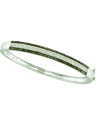 1.42 Carat (ctw) 14k White Gold Round White & Black Diamond Ladies Fashion Bangle Bracelet