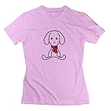 Wei-JR Women Dog Red Bow Tee Shirts M Pink