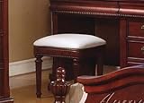 Ottoman Bench with Ivory Fabric in Cherry Finish