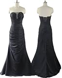 5466 Qpid Showgirl Black Taffeta Beaded & Ruched Evening Dress Prom Dress Bridesmaid Dress Ball Gown UK Size 8 – 20