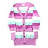 Kite Kids Girls Stripy Longline Cardigan - Purple - 8 Years