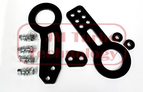 Universal JDM Black Front Tow Hook + Rear Tow Hook Towing Kit Black Color Honda Toyota Nissan Benz Acura