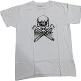 Sector 9 Skateboard Classic Skull & Bones Organic Cotton Men's Tee/Tshirt Top w/ Free B&F Heart Sticker Bundle - White