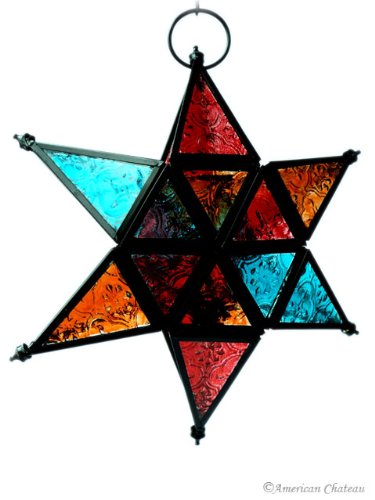 Large Star Moroccan Hanging Multi-Color Glass