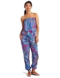 D.E.P.T. Women's Strapless Relaxed Jumpsuit, Bright Blue, Medium