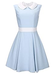 Cotton/Nylon Striped Print Sleeveless Vintage Colorblocking Short Party Dress/Wedding Dress 