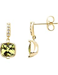 14K Yellow Gold Peridot and Diamond Earrings -- LIFETIME WARRANTY
