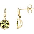 14K Yellow Gold Peridot and Diamond Earrings
