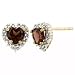 10k Yellow Gold Heart Shaped Garnet and Diamond Earrings