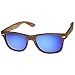 zeroUV Wood Printed Frame Wide Temple Square Colored Mirror Lens Horn Rimmed Sunglasses 58mm