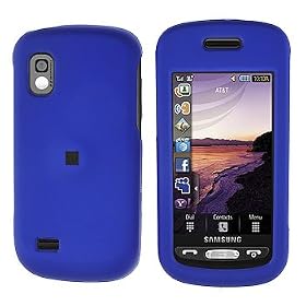 BLUE RUBBERIZED SNAP ON HARD SKIN FACEPLATE PHONE SHIELD COVER CASE FOR SAMSUNG SOLSTICE A887 + BELT CLIP