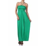 Sakkas Comfortable Jersey Feel Solid Color Smocked Bodice String Halter Maxi / Long Dress