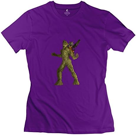 Yisw Female Groot Rocket Raccoon T-Shirt XL Purple O Neck Graphic T Shirts