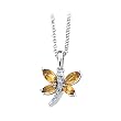 14K White Gold 0.02 ct. Diamond and 3/4 ct. Marquise Shaped Citrine Dragonfly Necklace