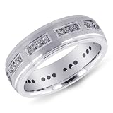 14K White Gold Reangle Design Men's Diamond Band Ring