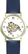 Torah Scroll with Star of David Judaica Jewish Theme - WATCHBUDDY&reg; DELUXE TWO-TONE THEME WATCH - Arabic Numbers - Blue Leather Strap-Size-Large ( Men's Size or Jumbo Women's Size )