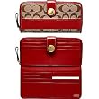 AUTHENTIC COACH SIGNATURE STRIPE ACCORDIAN ZIP WALLET 41631 (Khaki/Red)