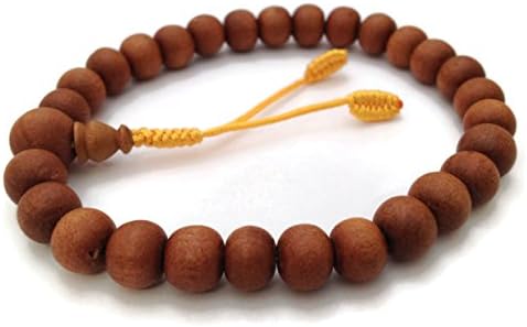 Natural Tibetan Sandalwood Stretch Wrist Mala Bracelet for Meditation and Yoga